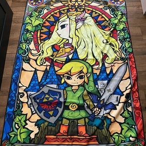 Nintendo Zelda & Link Stained Glass Fleece Blanket